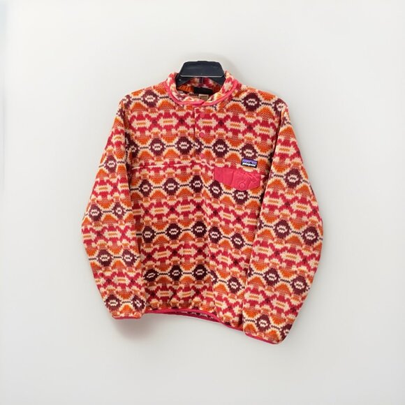 Patagonia Synchilla Aztec Western Inspired Snap Tee Fleece Sweater Pullover Sz S - Picture 1 of 4